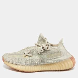 Yeezy x Adidas Beige Knit Fabric Boost 350 V2 Citrin Lace Up Sneakers Size 38            