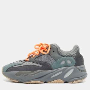 Pre Owned Yeezy x Adidas Grey Suede and Mesh Boost 700 Teal Blue Sneakers Size 38 2/3