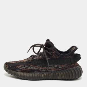 Pre Owned Yeezy x Adidas Brown Knit Fabric Boost 350 V2 MX Rock Sneakers Size 40