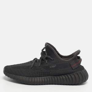 مملوكة مسبقًا Yeezy x Adidas Boost 350 V2 Static Reflective Size 42 Black Knit Fabric and Mesh Lace Up Sneakers