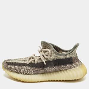 مملوكة مسبقًا Yeezy x Adidas Boost 350 V2 Zyon Size 39 1/3 Beige/Brown Knit Fabric Low Top Sneakers