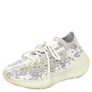 Pre Owned Yeezy x adidas White/Grey Knit Fabric Boost 380 Alien Sneakers Size 38