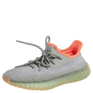 Pre Owned Yeezy x Adidas Green/Grey Cotton Knit Fabric Boost 350 V2 Desert Sage Sneakers Size 37.5