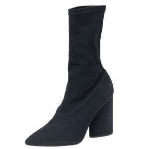 Pre Owned Yeezy x adidas Black Canvas Pointed Toe Ankle Boots Size 39