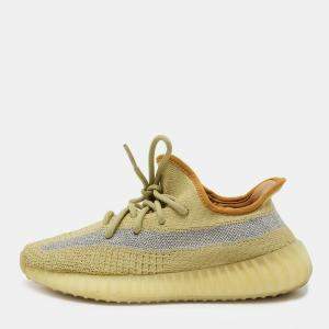Pre Owned Yeezy x Adidas Green Knit Fabric Boost 350 V2  Sneakers Size 38 2/3