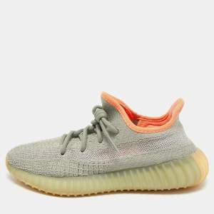 Pre Owned Yeezy x Adidas Green Knit Fabric Boost 350 V2 Desert Sage Sneakers Size 36 2/3