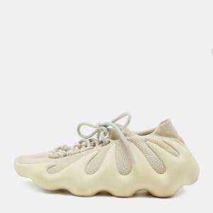 Pre Owned Yeezy x Adidas Cream Knit Fabric 450 Cloud White Sneakers Size 38