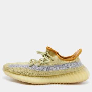Pre Owned Yeezy x Adidas Yellow Cotton Knit Boost 350 V2 Marsh Sneakers Size 41 1/3