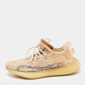 Pre Owned Yeezy x Adidas Multicolor Knit Fabric Boost 350 V2 MX Oat Sneakers Size 38.5