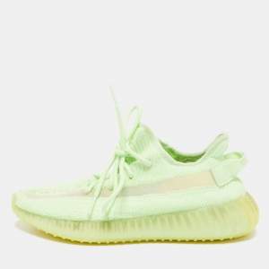 Yeezy x Adidas Neon Green Knit Fabric Boost 350 V2 Glow Sneakers Size 40
