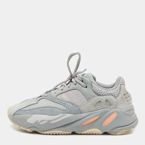 Pre Owned Yeezy x Adidas Green Suede and Mesh Boost 700 Inertia Sneakers 37 2/3