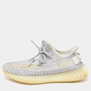 Yeezy x Adidas Grey/White Knit Fabric Boost 350 V2 Static Sneakers Size 39 1/3