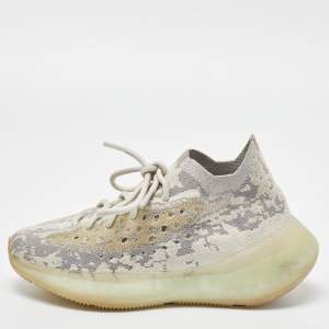 Pre Owned Yeezy x Adidas Grey/White Knit Fabric and Mesh Boost 380 Alien Sneakers Size 37 1/3