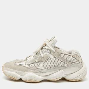 Pre Owned Yeezy x Adidas White Suede and Mesh Yeezy 500 Bone White Sneakers Size 40