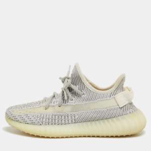 Pre Owned Yeezy x Adidas Two Tone Knit Fabric Boost 350 V2 Static Sneakers Size 37 1/3