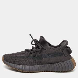 Pre Owned Yeezy x Adidas Black Knit Fabric Boost 350 V2 Cinder Sneakers Size 38 2/3