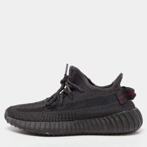 Yeezy x Adidas Black Knit Fabric Boost 350 V2 Black (Non Reflective) Sneakers Size 38