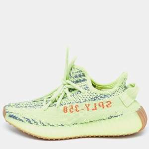 Yeezy x Adidas Green Knit Fabric Boost 350 V2 Frozen Yellow Sneakers Size 36