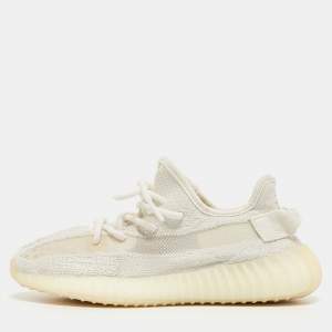 Pre Owned Yeezy x Adidas White Fabric Boost 350 V2 Sneakers Size 36 2/3