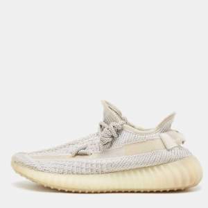 Pre Owned Yeezy x Adidas Grey Leather, Fabric Boost 350 V2  Sneakers Size 38