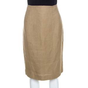 Yves Saint Laurent Beige Linen Pencil Skirt M