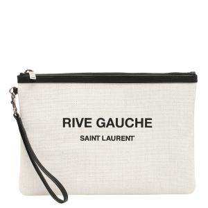 Pre Owned Saint Laurent Beige Rive Gauche Clutch Bag