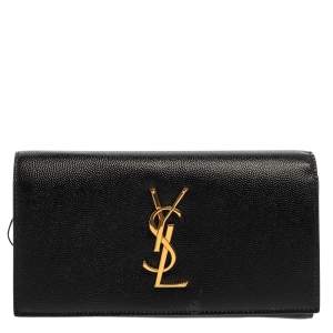 Pre Owned Saint Laurent Black Leather Kate Clutch