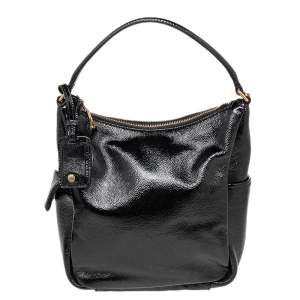 Pre Owned Yves Saint Laurent Black Leather Zip Hobo