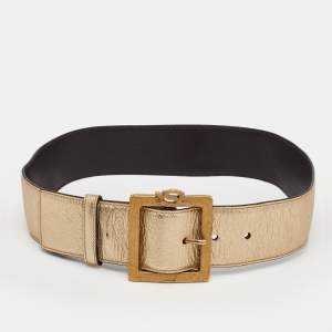 مملوكة مسبقًا Yves Saint Laurent 70 CM Waist Belt Metallic Gold Leather