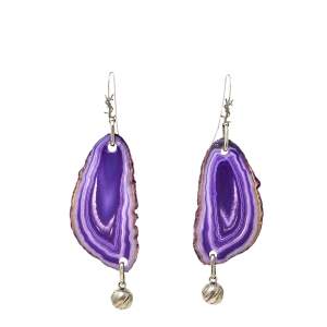 Pre Owned Yves Saint Laurent Agate Silver Tone Drop Earrings