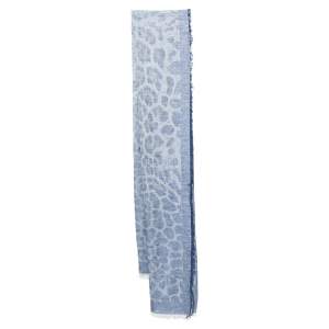 Yves Saint Laurent Blue Patterned Linen & Cotton Scarf