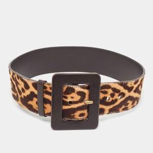 Yves Saint Laurent Brown Calf Hair and Leather Waist Belt 75 CM