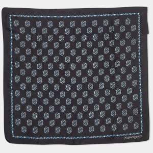 Saint Laurent Blue Printed Silk Handkerchief 