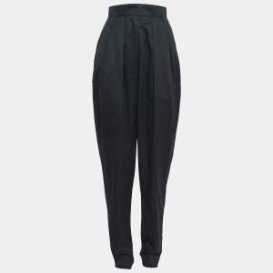 Yves Saint Laurent Black Cotton Pleated Trousers S