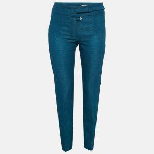 Yves Saint Laurent Vintage Blue Nylon Jacquard Trousers S