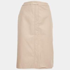 Yves Saint Laurent Vintage Beige Cotton Gabardine Knee-Length Skirt L