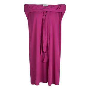 Pre Owned Yves Saint Laurent Pink Knit Off Shoulder Sleeveless Shift Dress S
