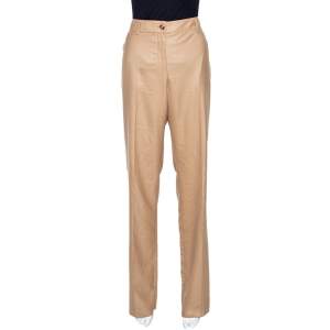 Pre Owned Yves Saint Laurent Beige Cashmere Straight Leg Pants L