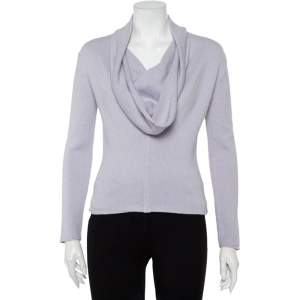 Pre Owned Yves Saint Laurent Rive Gauche Lilac Angora & Wool Cowl Neck Sweater S
