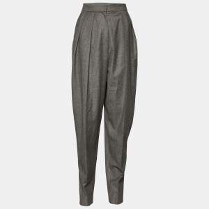 Pre Owned Yves Saint Laurent Grey Wool & Cashmere Pleated Pants L Waist 31.5"