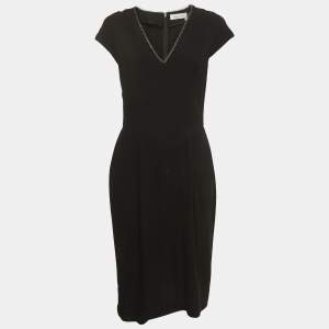Yves Saint Laurent Black Crepe Chain Neck Detailed Short Dress M