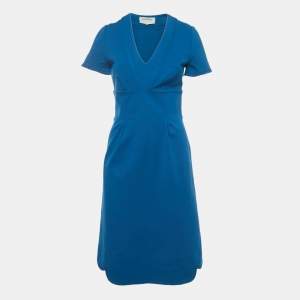 Yves Saint Laurent Blue Wool V-Neck Short Dress M
