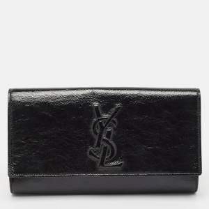 Yves Saint Laurent Black Patent Leather Belle De Jour Flap Clutch