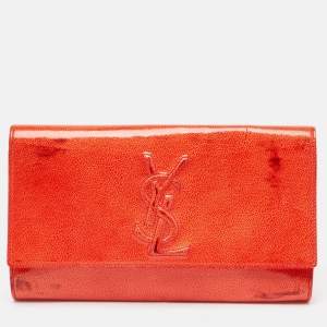 Yves Saint Laurent Red Patent Leather Belle De Jour Flap Clutch