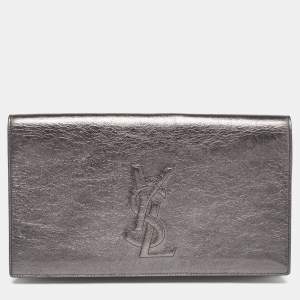 Pre Owned Yves Saint Laurent Metallic Leather Belle De Jour Clutch
