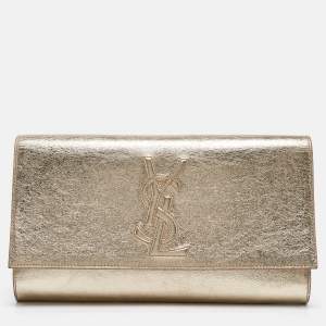 Pre Owned Yves Saint Laurent Gold Leather Belle De Jour Clutch