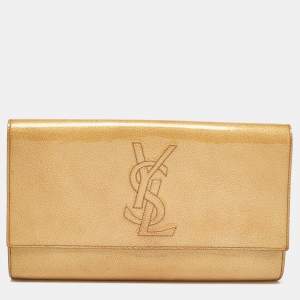 Yves Saint Laurent Gold Patent Leather Belle De Jour Clutch