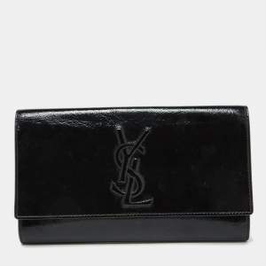 Yves Saint Laurent Black Patent Leather Belle De Jour Clutch