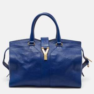 Saint Laurent Blue Leather Medium Cabas Chyc Tote