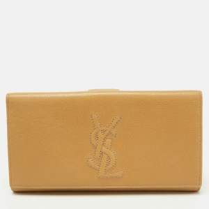 Yves Saint Laurent Beige Leather Belle De Jour Continental Wallet